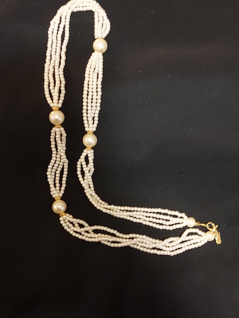 Lady Remington Faux Pearl Glass Bead Necklace -  22 In.  W/goldtone Bead Accents
